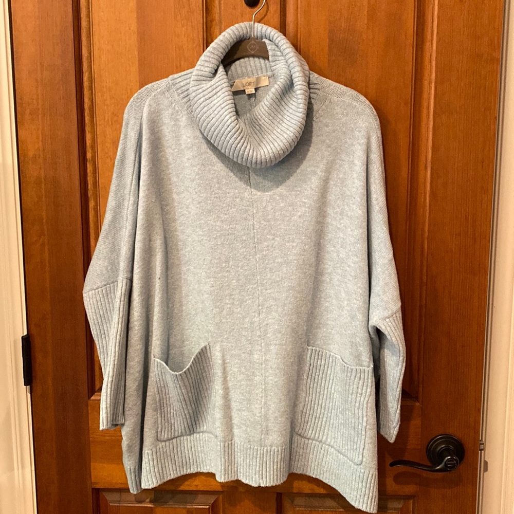 Batwing Cowl Neck Sweater in Soft Blue- NWT